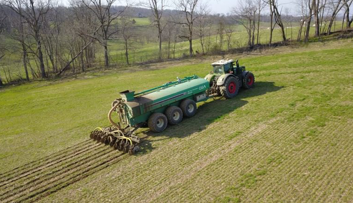 a manure injector operates in a field
