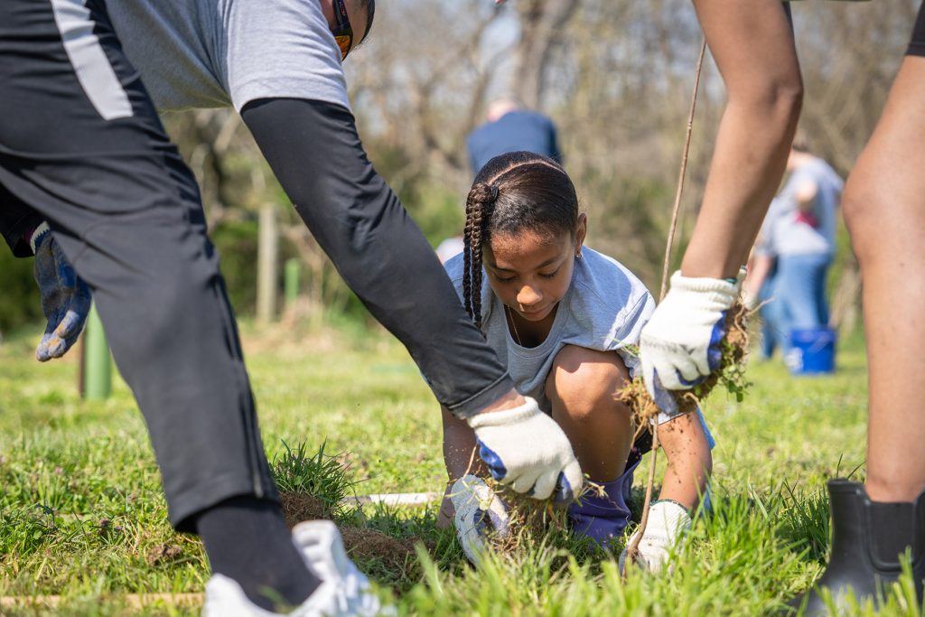 child planting a tree